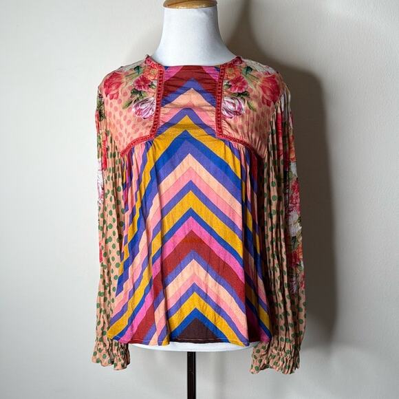 Blank London Anthropologie Miranda Mixed Media Blouse - Picture 2 of 6